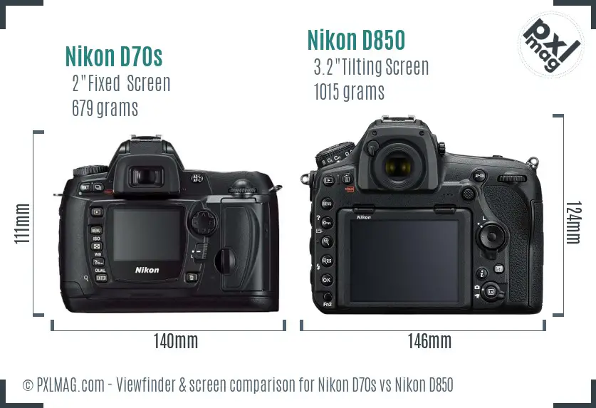 Nikon D70s vs Nikon D850 Screen and Viewfinder comparison