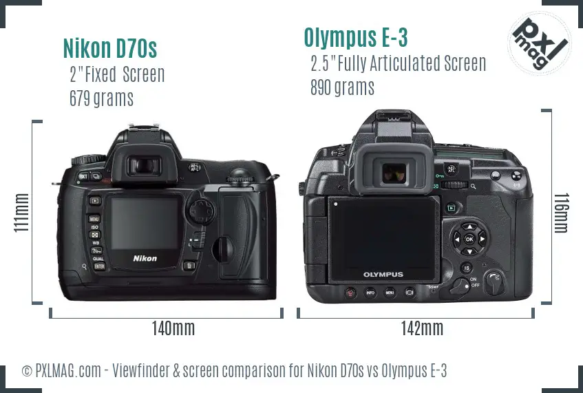 Nikon D70s vs Olympus E-3 Screen and Viewfinder comparison