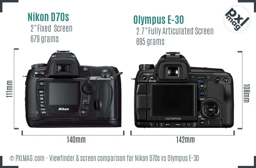 Nikon D70s vs Olympus E-30 Screen and Viewfinder comparison