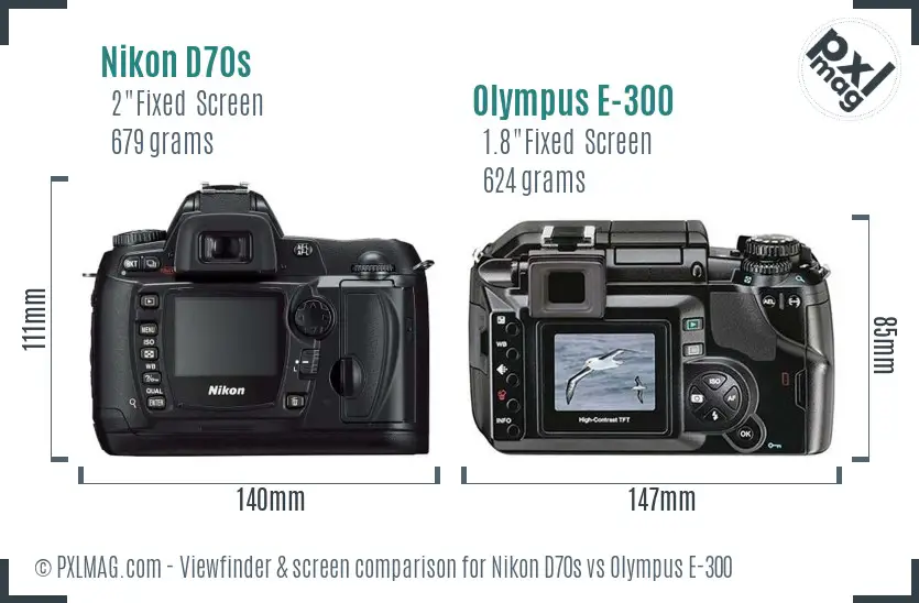 Nikon D70s vs Olympus E-300 Screen and Viewfinder comparison