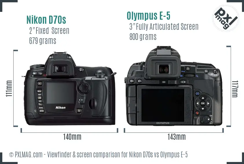 Nikon D70s vs Olympus E-5 Screen and Viewfinder comparison
