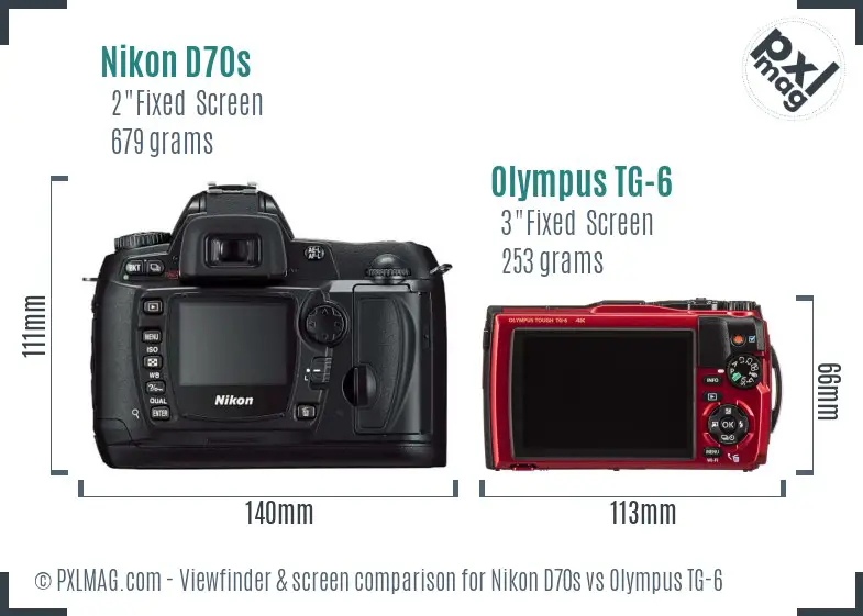 Nikon D70s vs Olympus TG-6 Screen and Viewfinder comparison