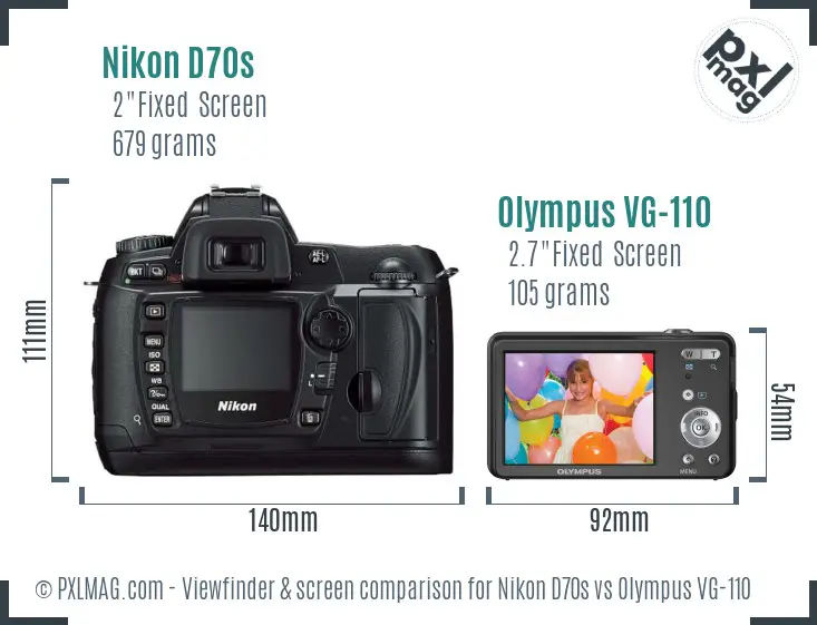 Nikon D70s vs Olympus VG-110 Screen and Viewfinder comparison