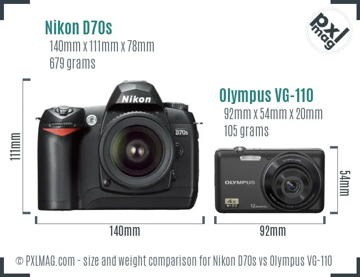 Nikon D70s vs Olympus VG-110 size comparison