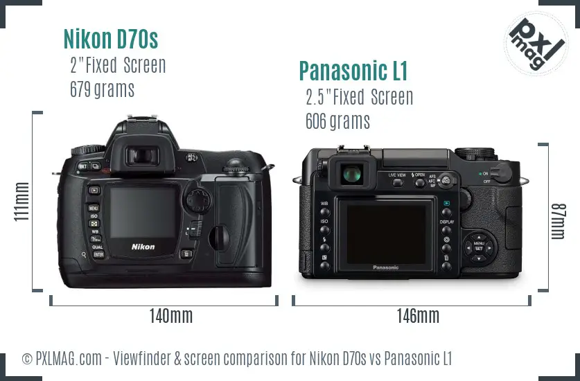 Nikon D70s vs Panasonic L1 Screen and Viewfinder comparison