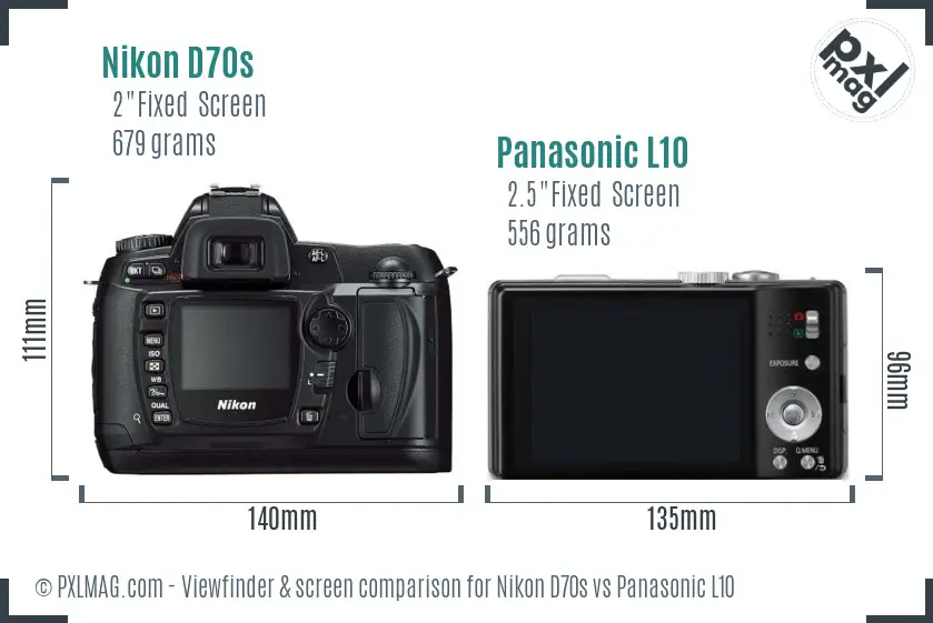 Nikon D70s vs Panasonic L10 Screen and Viewfinder comparison