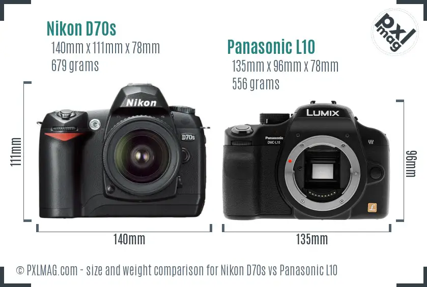 Nikon D70s vs Panasonic L10 size comparison