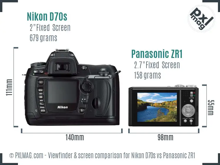 Nikon D70s vs Panasonic ZR1 Screen and Viewfinder comparison