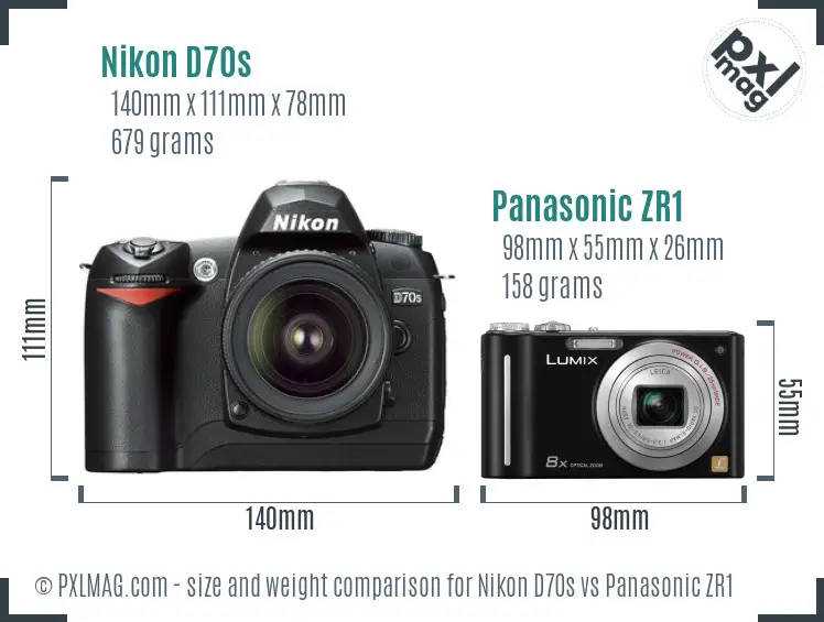Nikon D70s vs Panasonic ZR1 size comparison