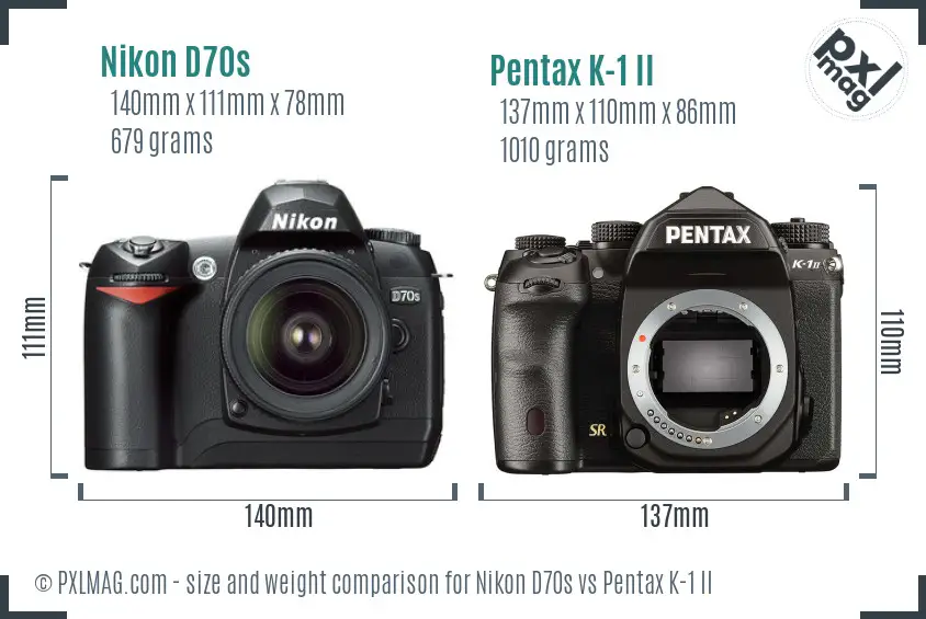 Nikon D70s vs Pentax K-1 II size comparison