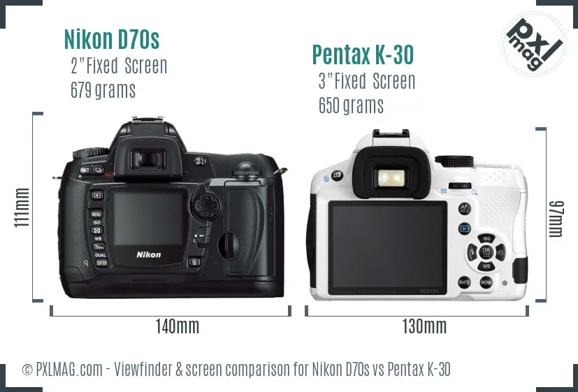 Nikon D70s vs Pentax K-30 Screen and Viewfinder comparison