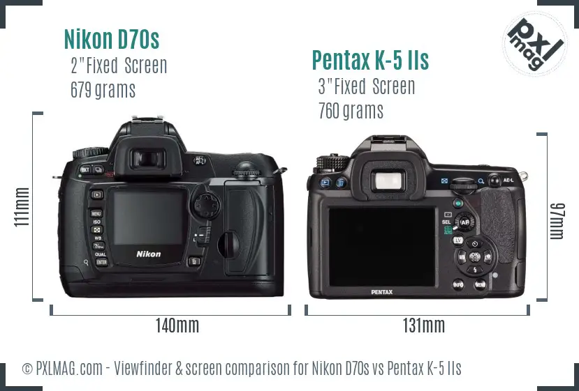 Nikon D70s vs Pentax K-5 IIs Screen and Viewfinder comparison
