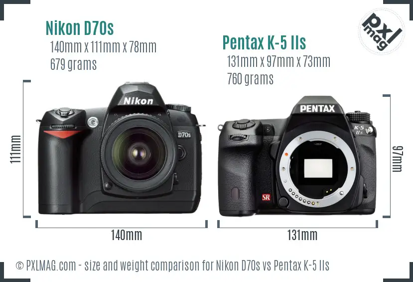 Nikon D70s vs Pentax K-5 IIs size comparison