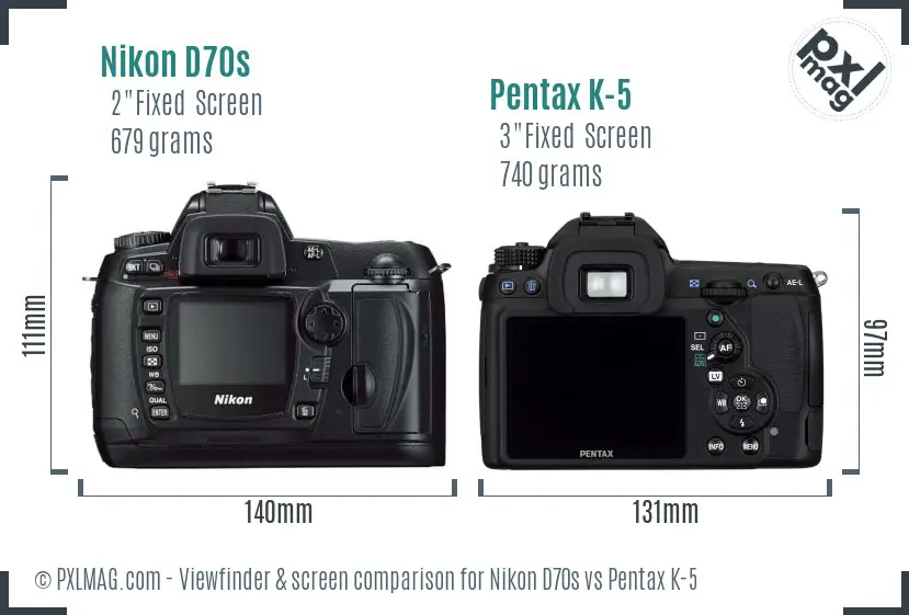 Nikon D70s vs Pentax K-5 Screen and Viewfinder comparison