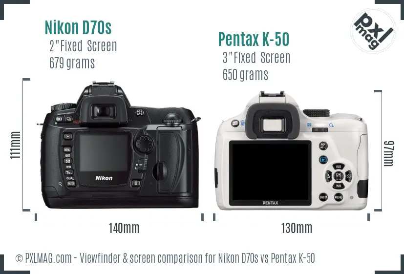 Nikon D70s vs Pentax K-50 Screen and Viewfinder comparison