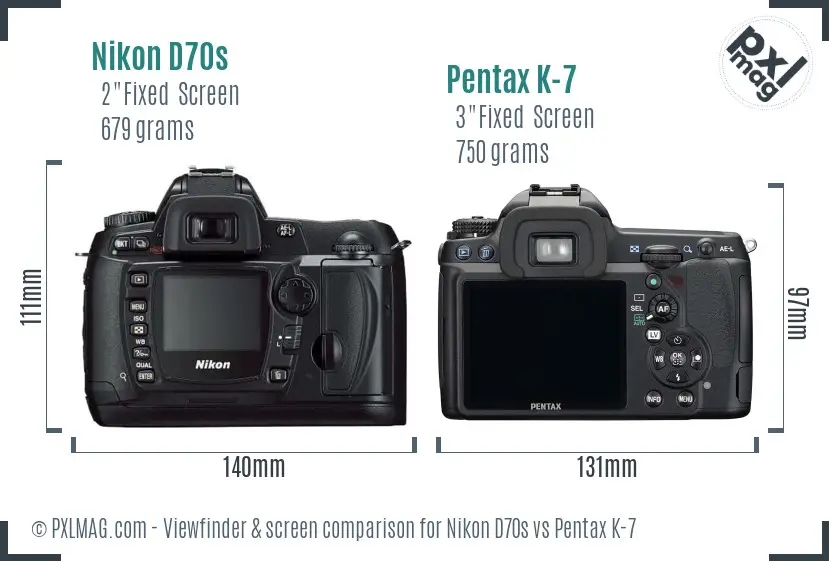Nikon D70s vs Pentax K-7 Screen and Viewfinder comparison