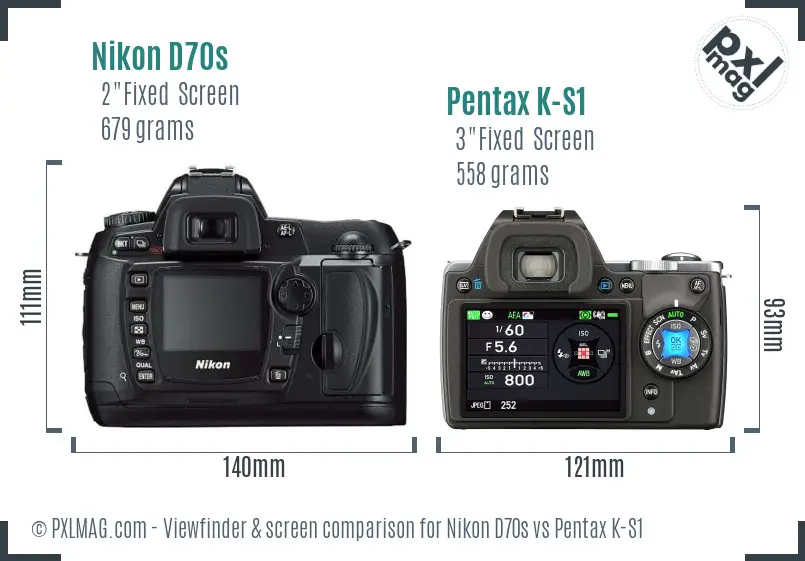 Nikon D70s vs Pentax K-S1 Screen and Viewfinder comparison