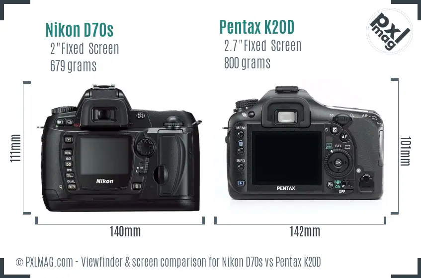 Nikon D70s vs Pentax K20D Screen and Viewfinder comparison