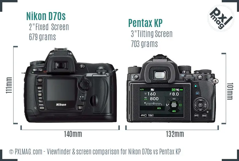 Nikon D70s vs Pentax KP Screen and Viewfinder comparison