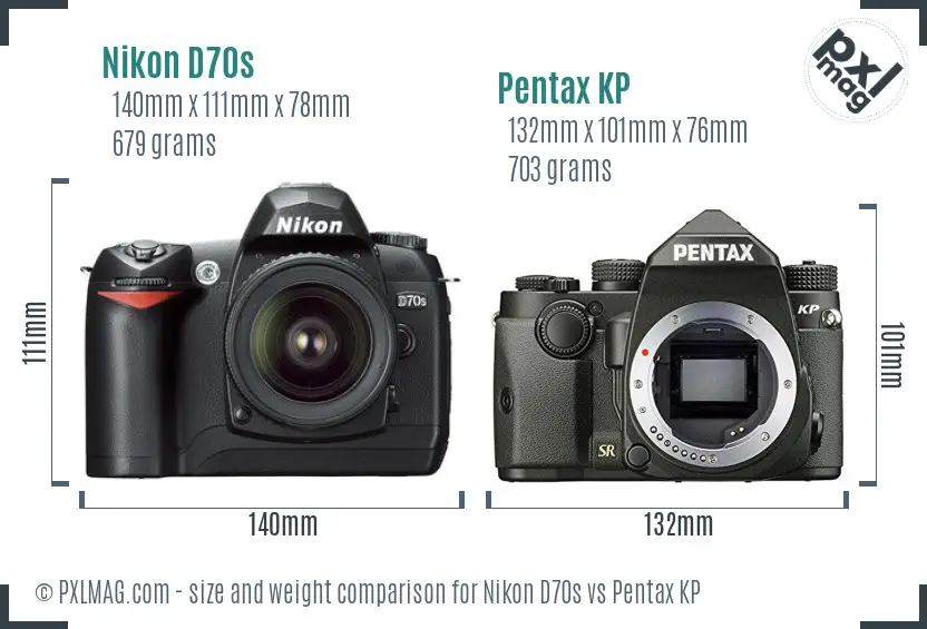 Nikon D70s vs Pentax KP size comparison