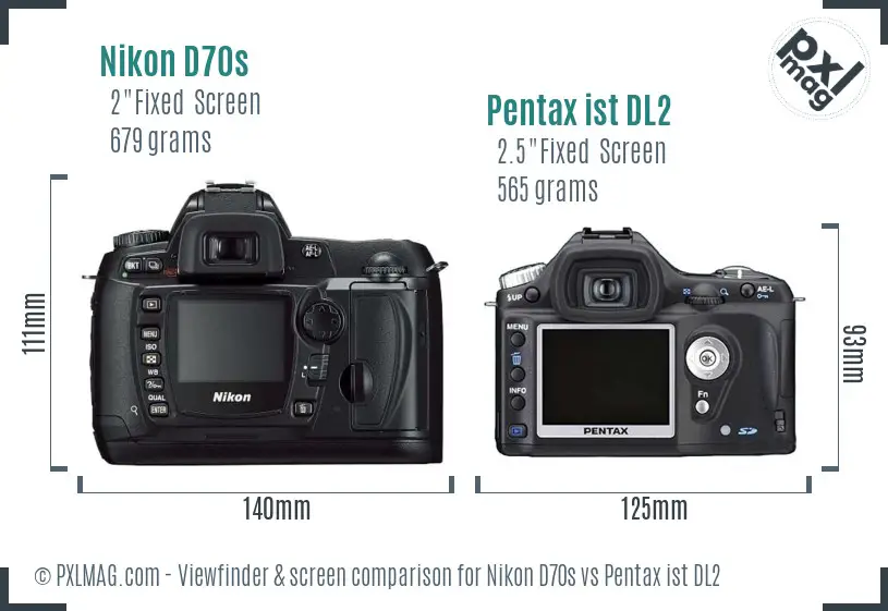 Nikon D70s vs Pentax ist DL2 Screen and Viewfinder comparison