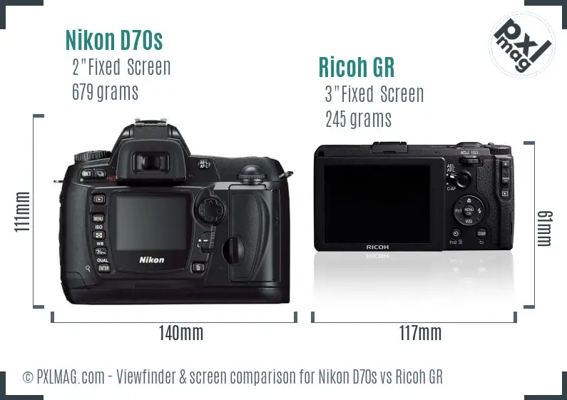 Nikon D70s vs Ricoh GR Screen and Viewfinder comparison