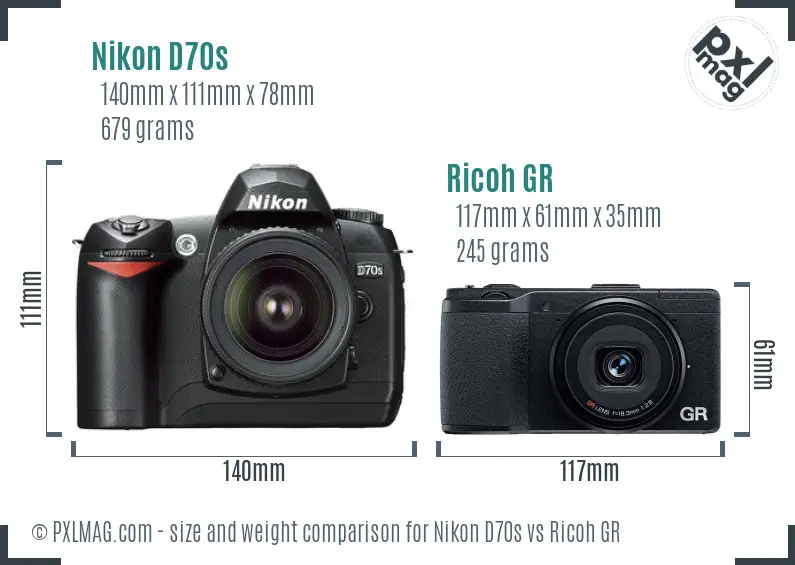 Nikon D70s vs Ricoh GR size comparison