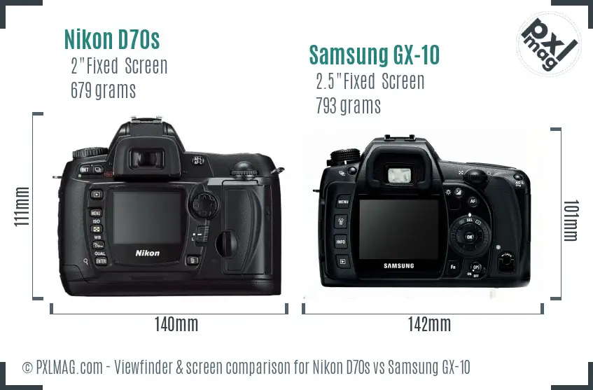 Nikon D70s vs Samsung GX-10 Screen and Viewfinder comparison