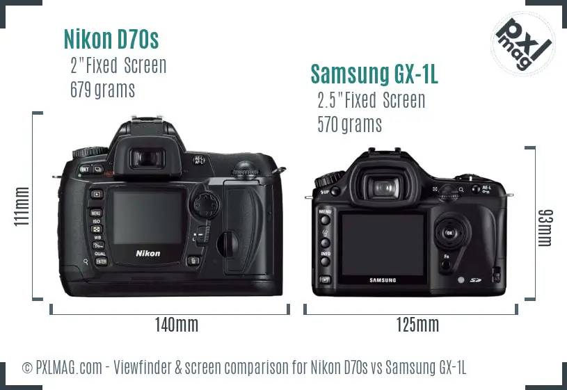 Nikon D70s vs Samsung GX-1L Screen and Viewfinder comparison