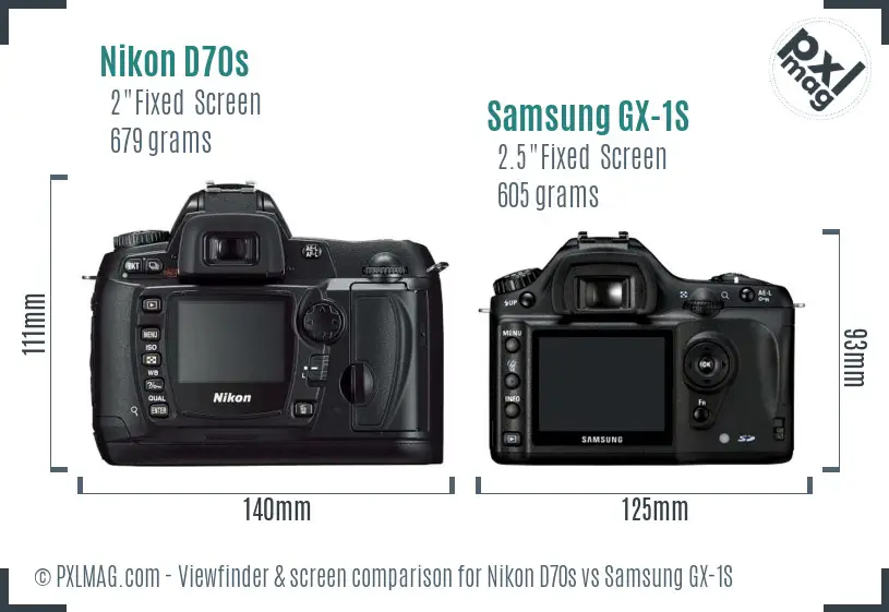 Nikon D70s vs Samsung GX-1S Screen and Viewfinder comparison