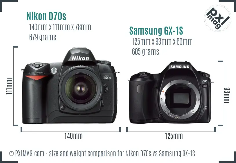 Nikon D70s vs Samsung GX-1S size comparison