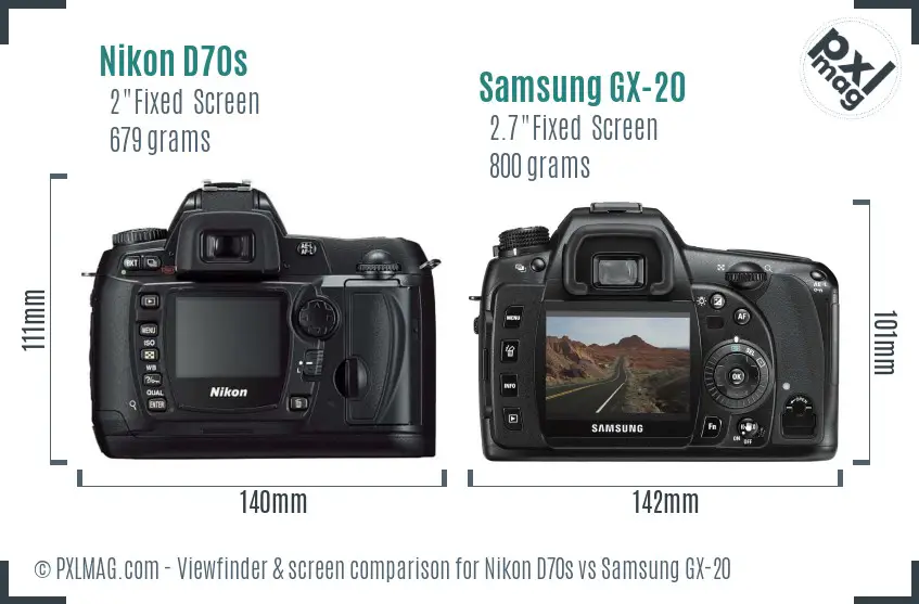Nikon D70s vs Samsung GX-20 Screen and Viewfinder comparison