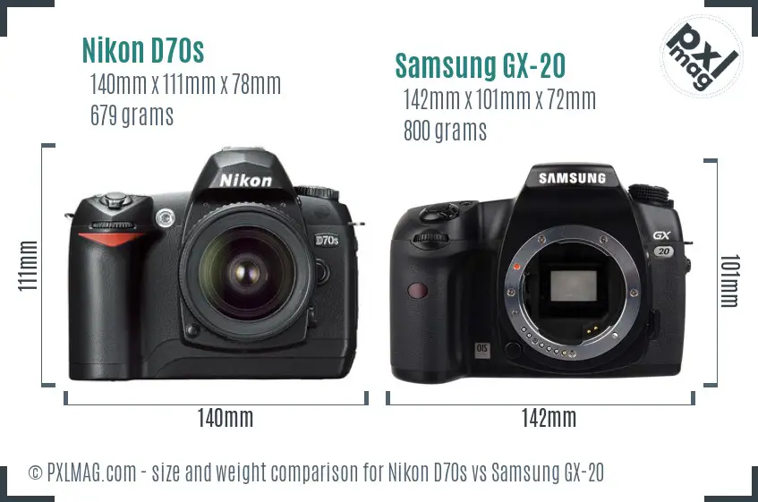 Nikon D70s vs Samsung GX-20 size comparison
