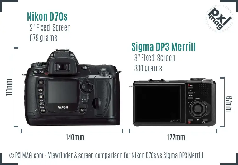 Nikon D70s vs Sigma DP3 Merrill Screen and Viewfinder comparison