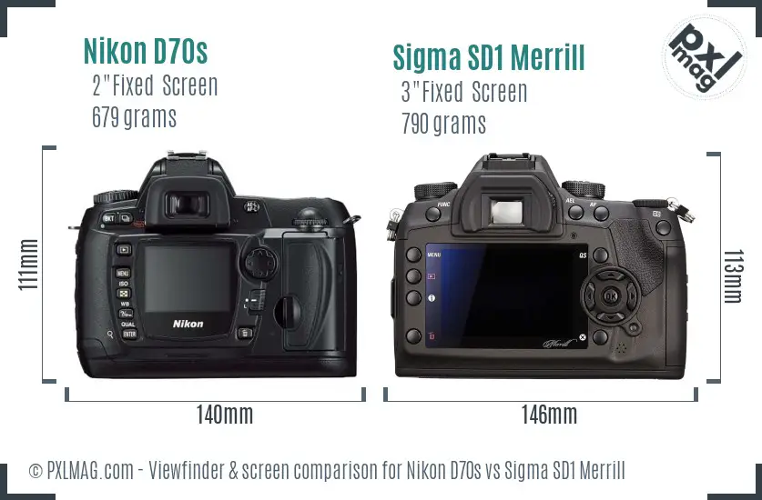 Nikon D70s vs Sigma SD1 Merrill Screen and Viewfinder comparison