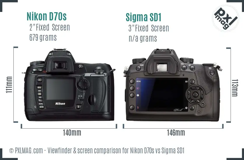 Nikon D70s vs Sigma SD1 Screen and Viewfinder comparison