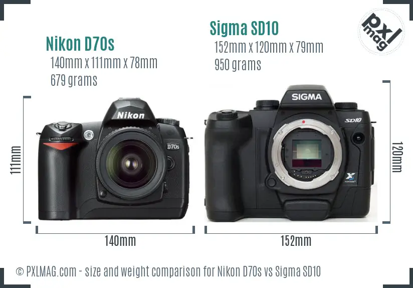 Nikon D70s vs Sigma SD10 size comparison