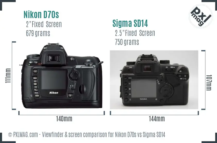 Nikon D70s vs Sigma SD14 Screen and Viewfinder comparison Nikon D70s vs Sigma SD14 Screen and Viewfinder comparison