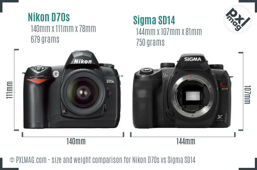 Nikon D70s vs Sigma SD14 size comparison Nikon D70s vs Sigma SD14 size comparison