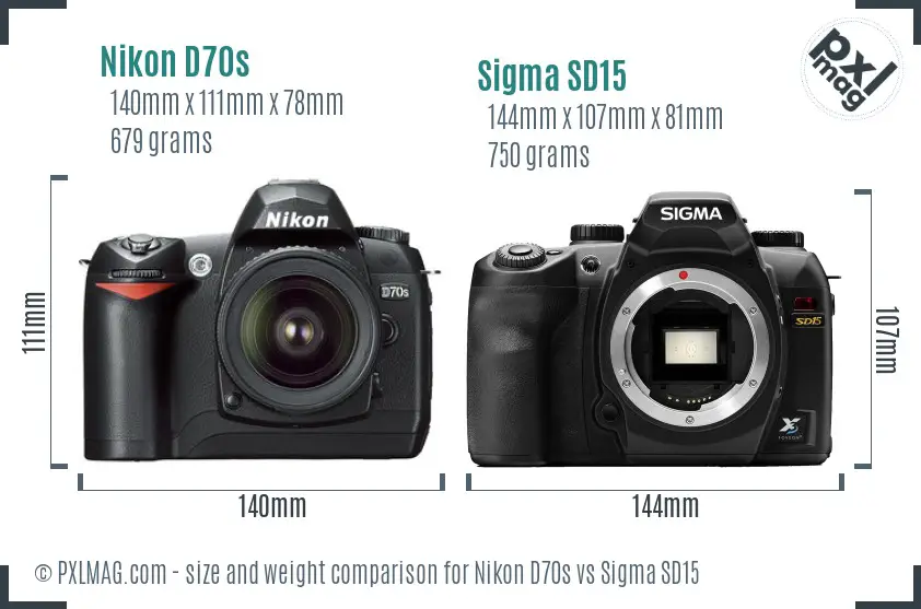 Nikon D70s vs Sigma SD15 size comparison
