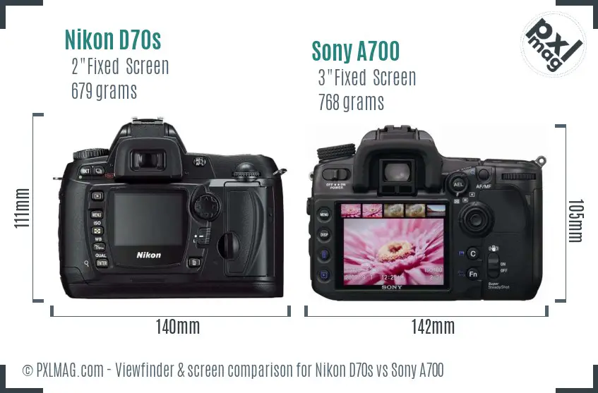 Nikon D70s vs Sony A700 Screen and Viewfinder comparison