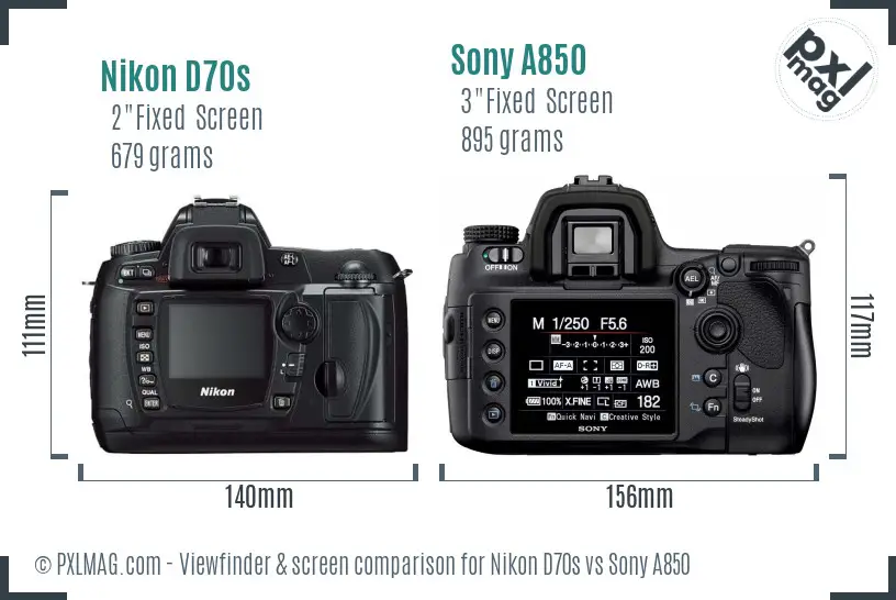 Nikon D70s vs Sony A850 Screen and Viewfinder comparison