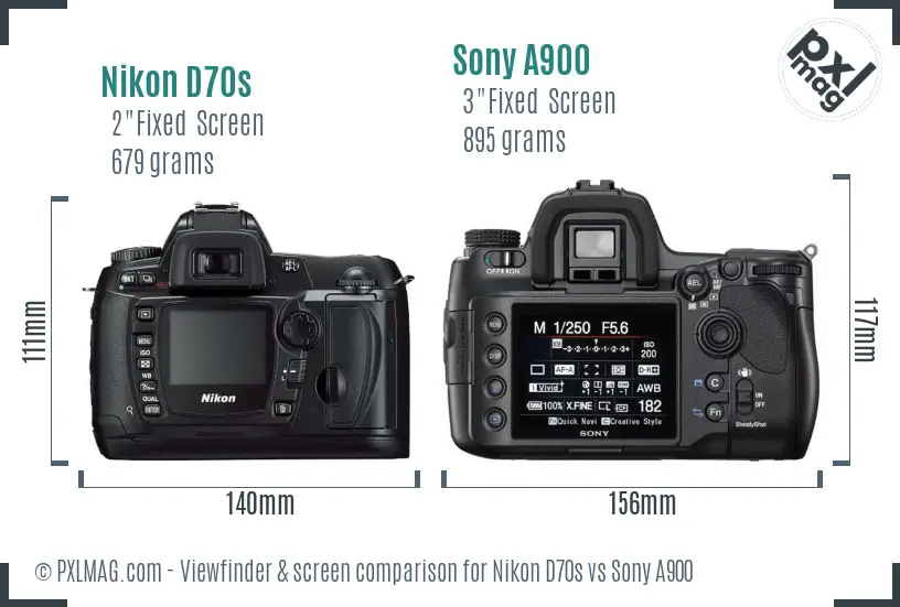 Nikon D70s vs Sony A900 Screen and Viewfinder comparison