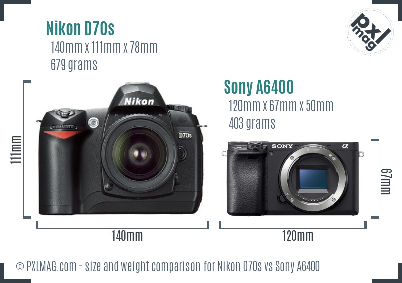 Nikon D70s vs Sony A6400 size comparison