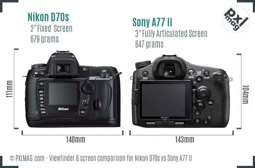 Nikon D70s vs Sony A77 II Screen and Viewfinder comparison
