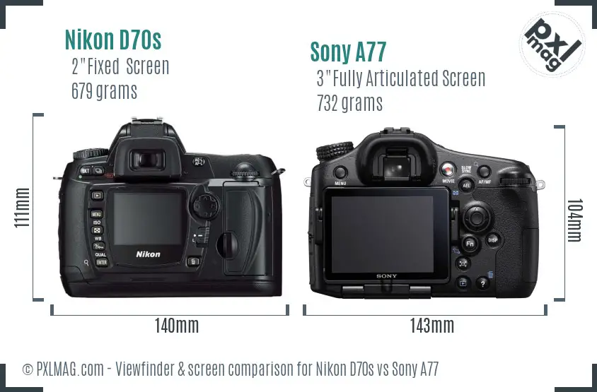 Nikon D70s vs Sony A77 Screen and Viewfinder comparison