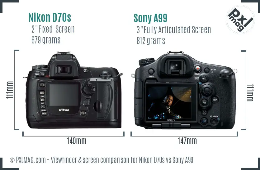 Nikon D70s vs Sony A99 Screen and Viewfinder comparison