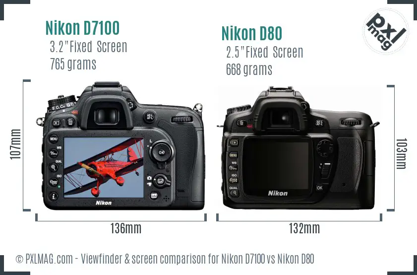 Nikon D7100 vs Nikon D80 Screen and Viewfinder comparison