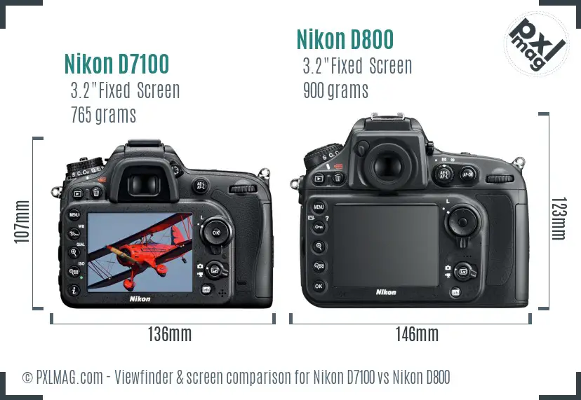 Nikon D7100 vs Nikon D800 Screen and Viewfinder comparison