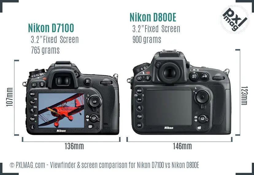 Nikon D7100 vs Nikon D800E Screen and Viewfinder comparison